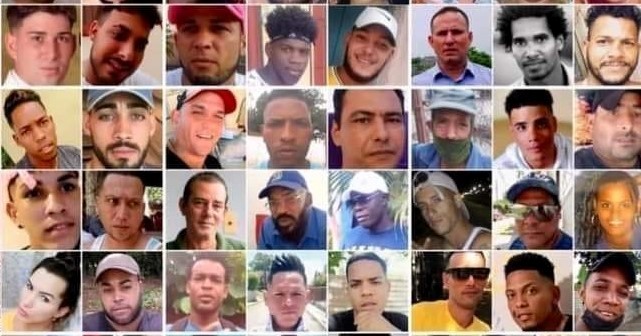 Rostros de algunos de los más mil presos políticos cubanos.