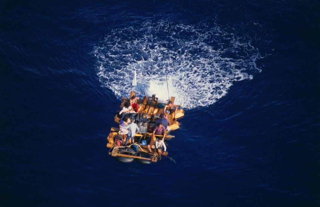 Cuban emigrants on a raft.