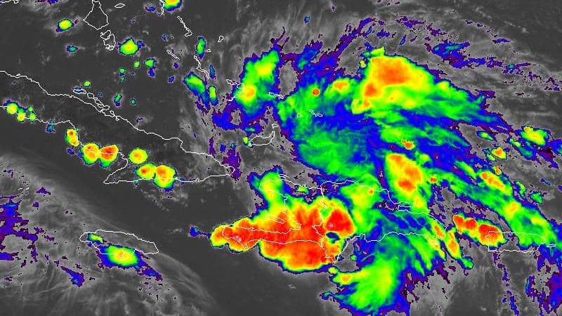 Zona de nublados de la onda tropical que afectará a Cuba este fin de semana.