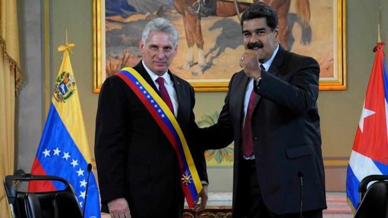 Díaz-Canel and Nicolás Maduro in Caracas.