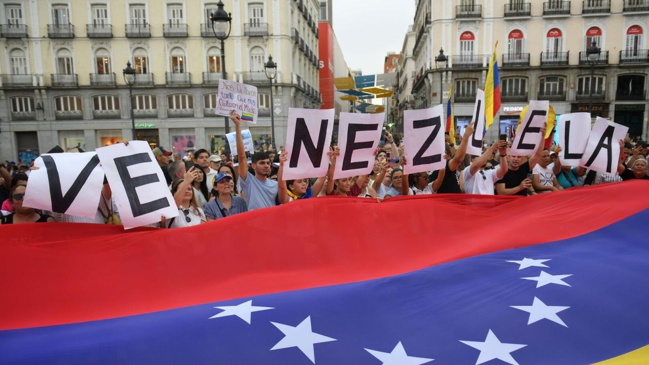 Manifestación en Madrid contra el fraude electoral en Venezuela.