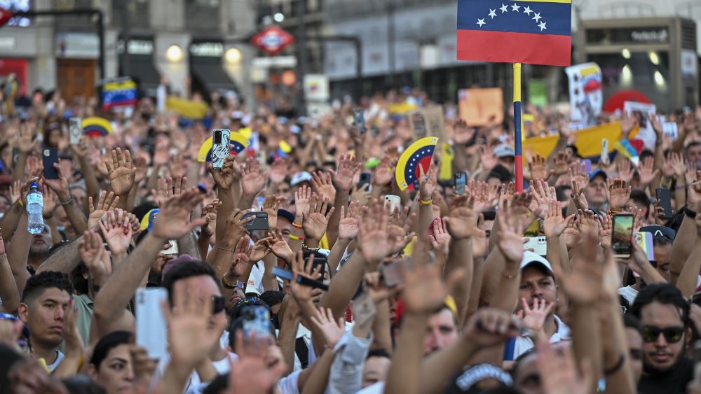 Manifestación en Madrid contra el fraude de Nicolás Maduro.