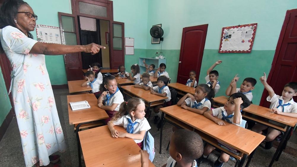 Un aula de primaria en Cuba.