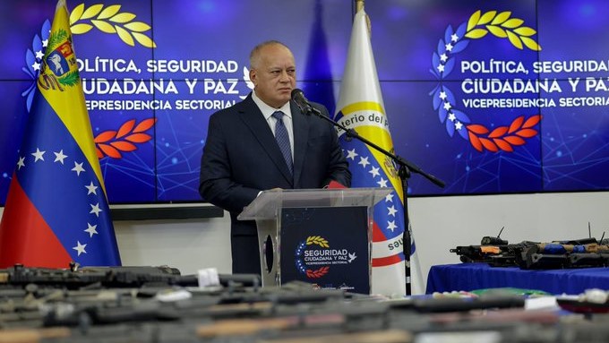 Conferencia de prensa de Diosdado Cabello este sábado.