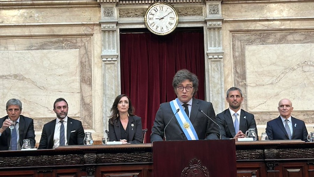 Javier Milei ante el Congreso argentino.