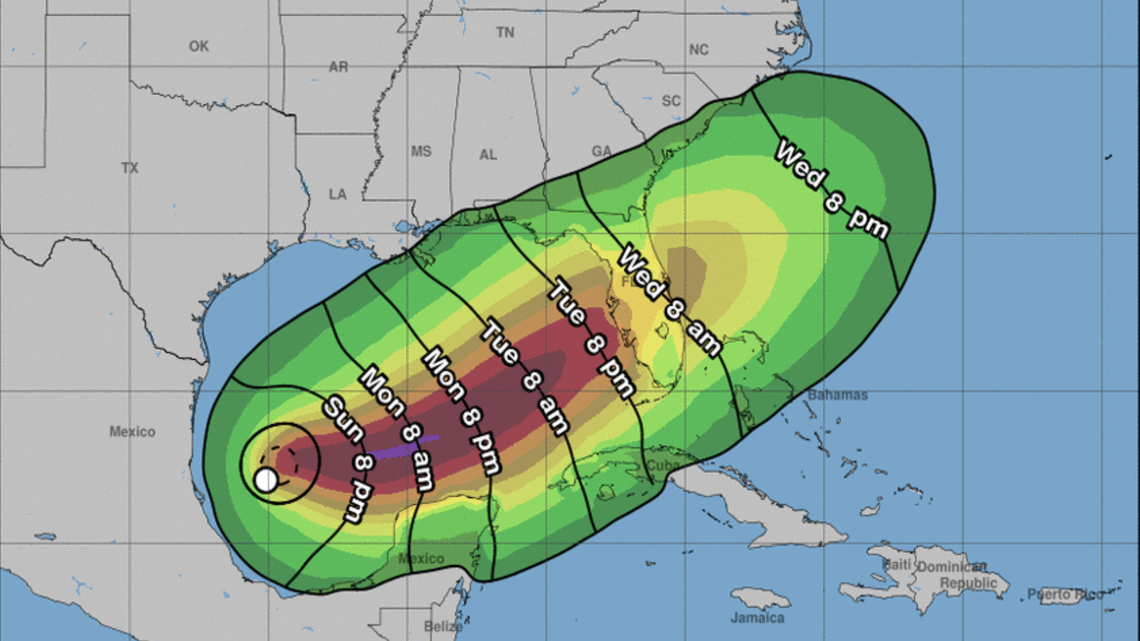 Área de afectación del huracán Milton a su paso cerca de Cuba.