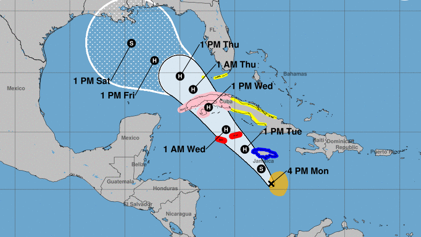 Trayectoria de la tormenta tropical sobre Cuba.