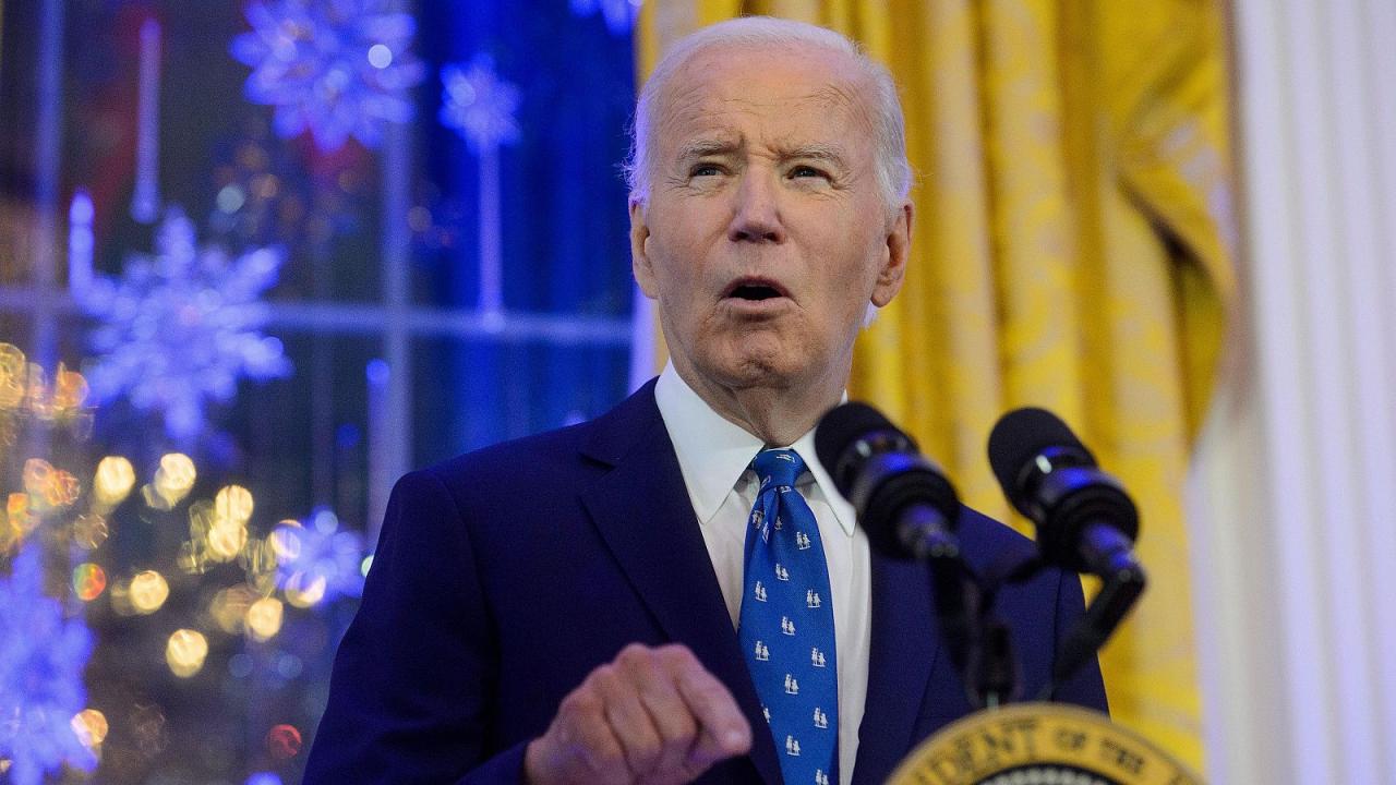 Joe Biden durante una recepción de Hanukkah en la Casa Blanca.