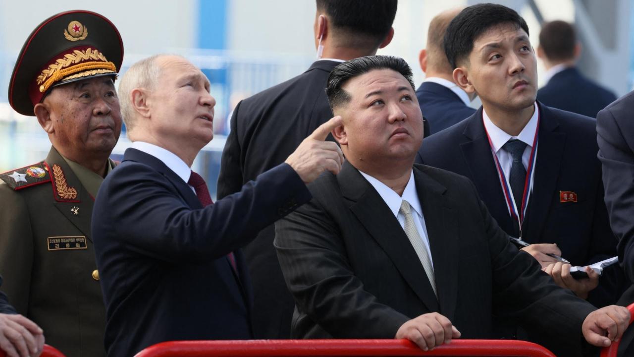 Vladimir Putin y Kim Jong-un en Corea del Norte.