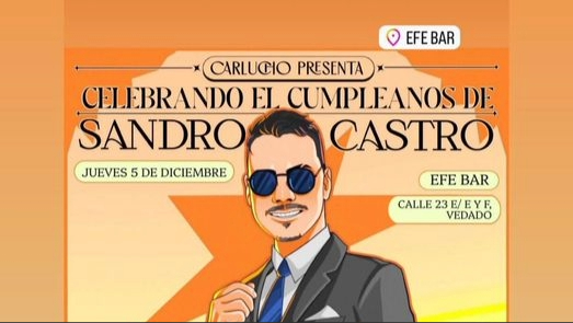 Cartel promocional de la fiesta de cumpleaños de Sandro Castro.