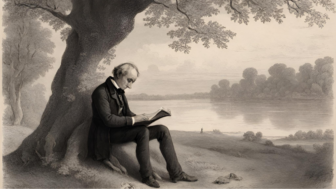 Wordsworth escribiendo en uno de sus paseos, según un grabado de la época.