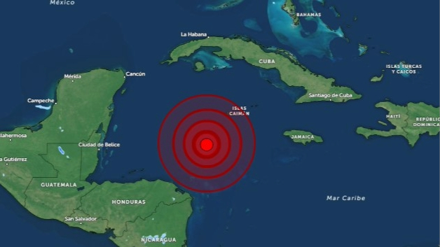 Punto donde se produjo el sismo que se percibió en el occidente de Cuba.