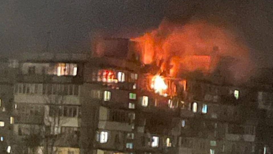 Incendio en Kiev causado por uno de los drones.