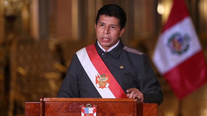 Pedro Castillo durante un acto público como presidente.