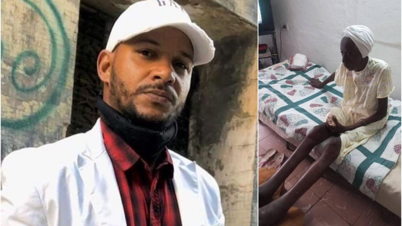 Maikel Castillo y su abuela antes de morir.
