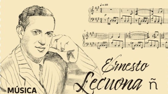 Fragmento del sello en homenaje a Ernesto Lecuona.