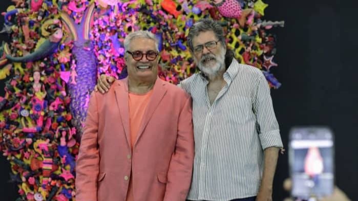 Amaury Pérez y Abel Prieto en Casa de las Américas.
