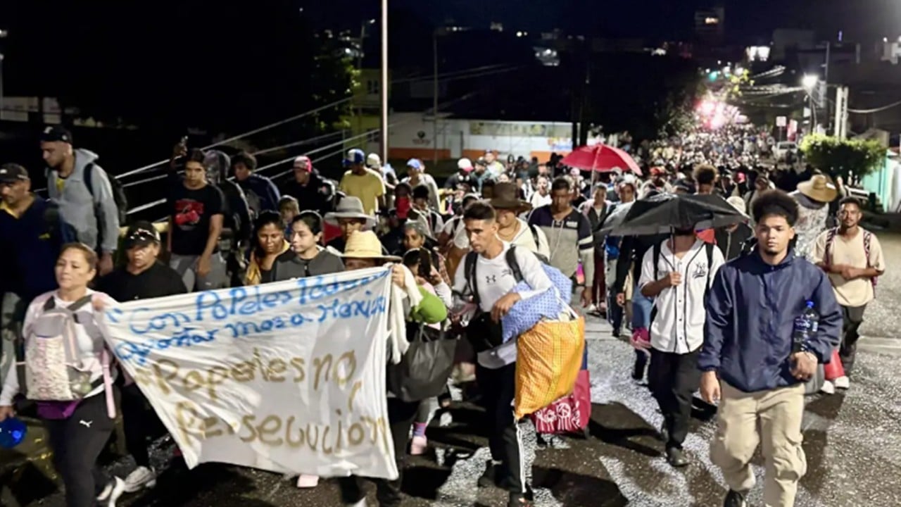 Caravana de migrantes en Tapachula.