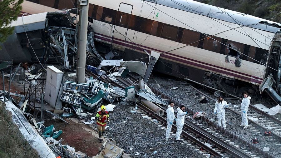 Uno de los trenes siniestrados.