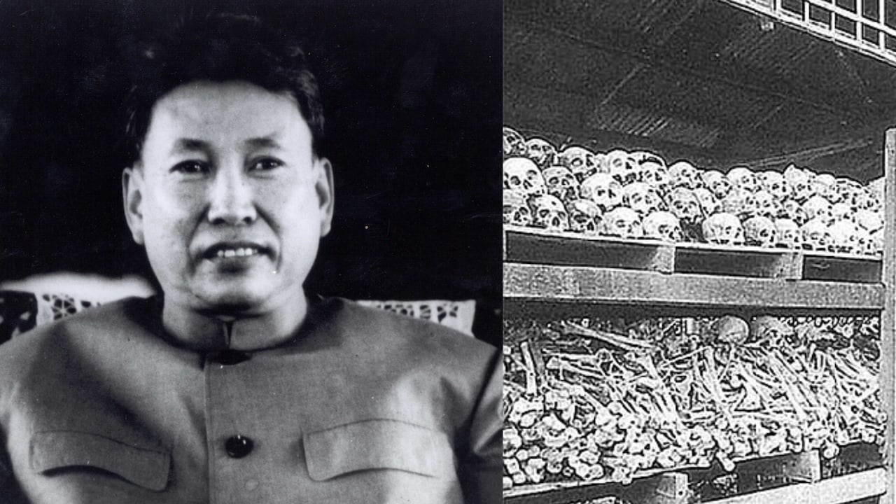 El genocida Pol Pot y un campo de exterminio en Camboya.