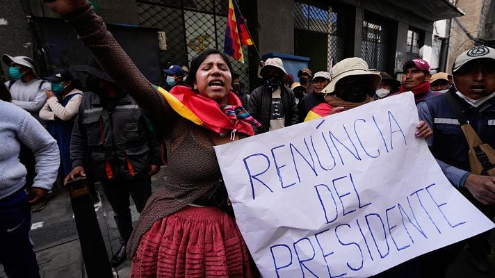Manifestantes en La Paz, Bolivia.