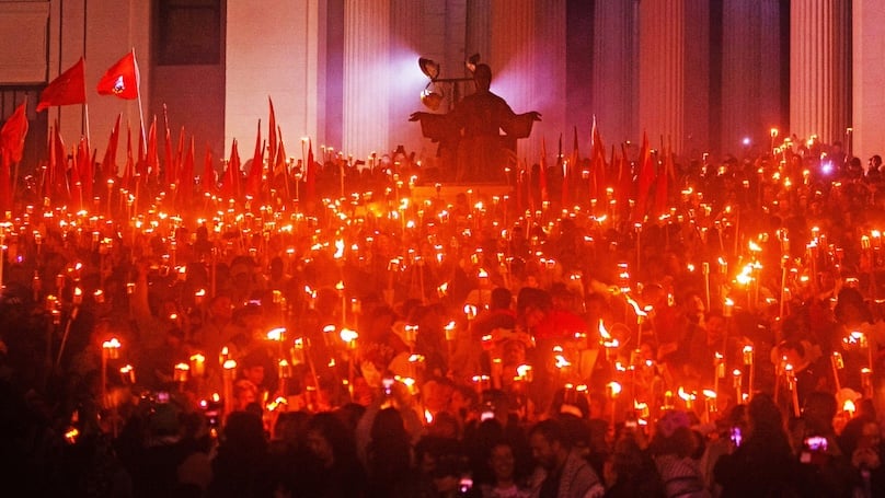 Marcha de las Antorchas en la Colina Universitaria, La Habana.