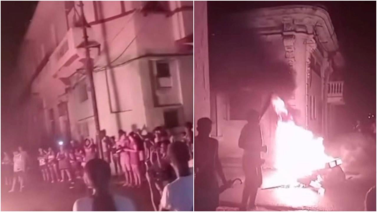 Protesta en el barrio de Jesús María en La Habana.