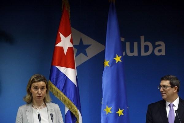 Federica Mogherini y Bruno Rodríguez en La Habana.
