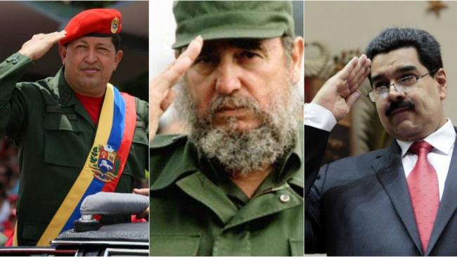 Hugo Chávez, Fidel Castro y Nicolás Maduro.