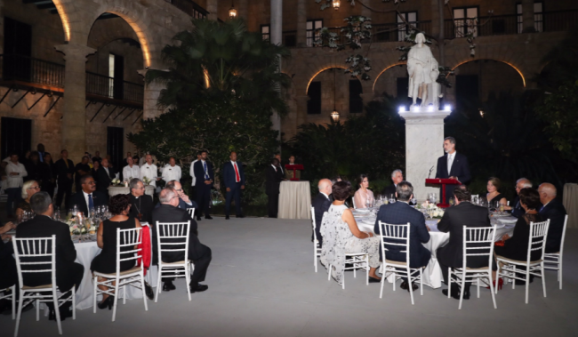 Felipe VI en su discurso durante la recepción en el Museo de la Ciudad de La Habana.