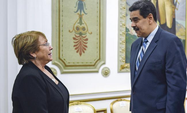 Michelle Bachelet y Nicolás Maduro, Palacio de Miraflores, junio de 2019.
