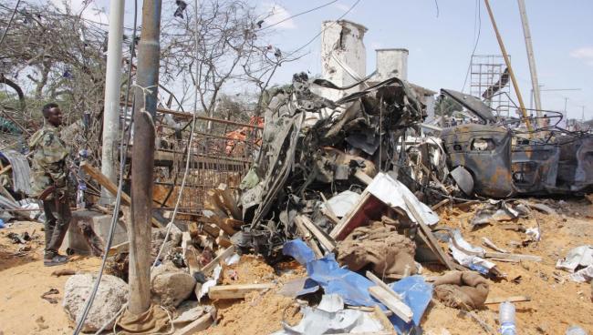 Lugar del atentado en Somalia.