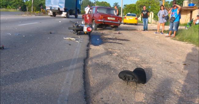 Accidente en una carretera cubana.