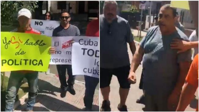 Los cubanos que protestan y sus agresores. 