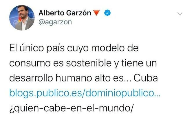 El tuit borrado por Garzón.