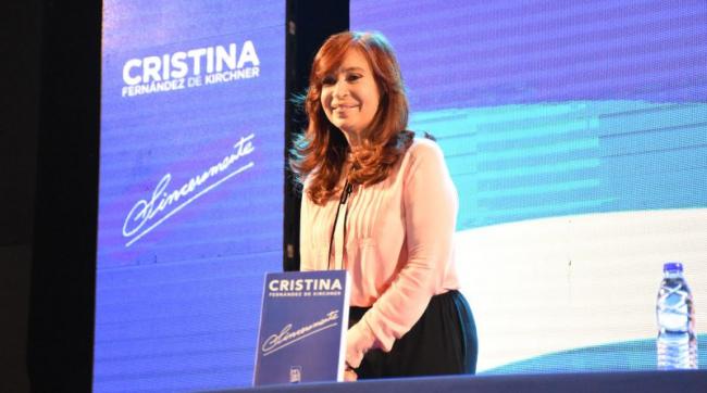 Cristina Fernández durante la presentación de su libro 'Sinceramente' en Argentina. 