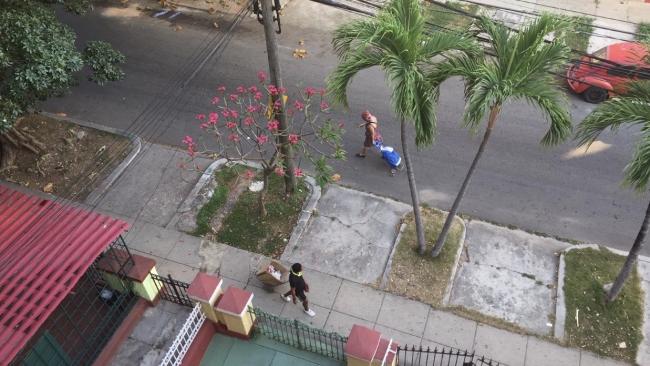 La calle desde una ventana en La Habana.