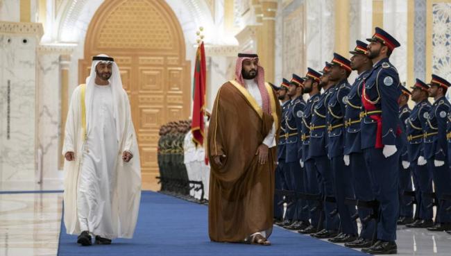 El príncipe saudí Mohamed bin-Salman de visita en Abu Dhabi, 2019.
