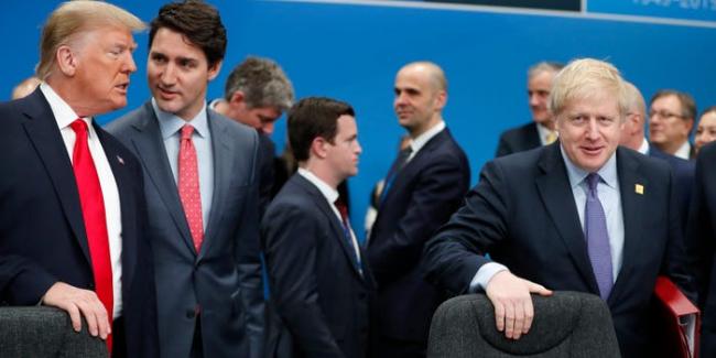 Donald Trump, Justin Trudeau y Boris Johnson durante una reunión en Reino Unido en diciembre.