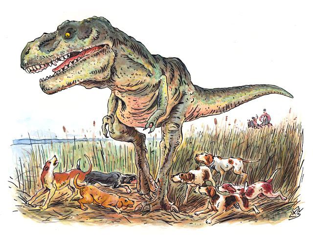 'Tyrannosaurus rex vs. Hunting dogs'