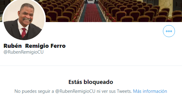 Rubén Remigio Ferro bloquea en Twitter a DIARIO DE CUBA.