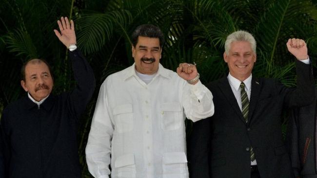 Daniel Ortega, Nicolás Maduro y Miguel Díaz-Canel.