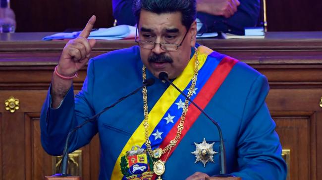 Nicolás Maduro presenta el informe anual de su gobierno ante la Asamblea Nacional en Caracas, el 12 de enero de 2021.