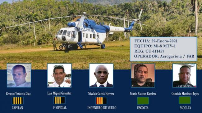Fallecidos en el accidente de un helicóptero militar en Cuba. 
