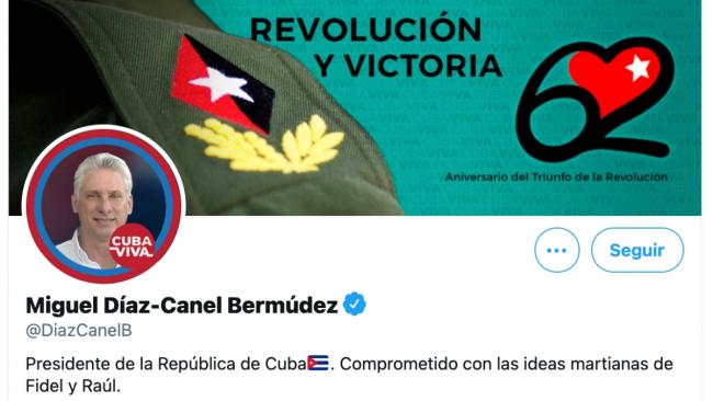 Cuenta de Díaz-Canel en Twitter.