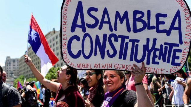 Protestas en Chile que pedían una Asamblea Constituyente.