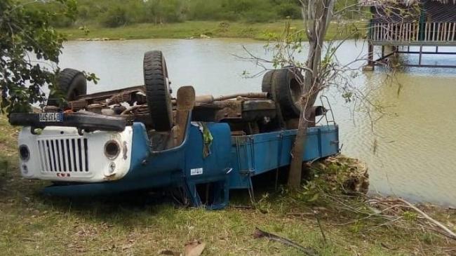 El vehículo involucrado en el accidente en Camagüey.