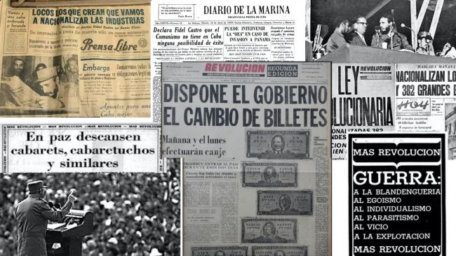 Titulares de prensa a inicios de la revolución.