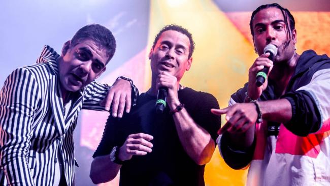 Roldán, El Ruzzo y Yotuel, integrantes de Orishas, en una imagen de 2019.