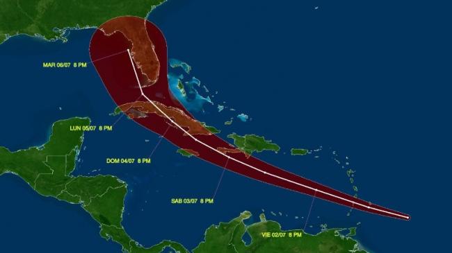 Probable trayectoria de la tormenta tropical Elsa por Cuba.